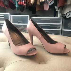 Pale Pink Peep Toe Pumps